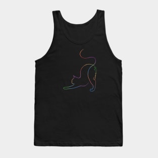 Rainbow Karma is a Cat Line Art Tank Top